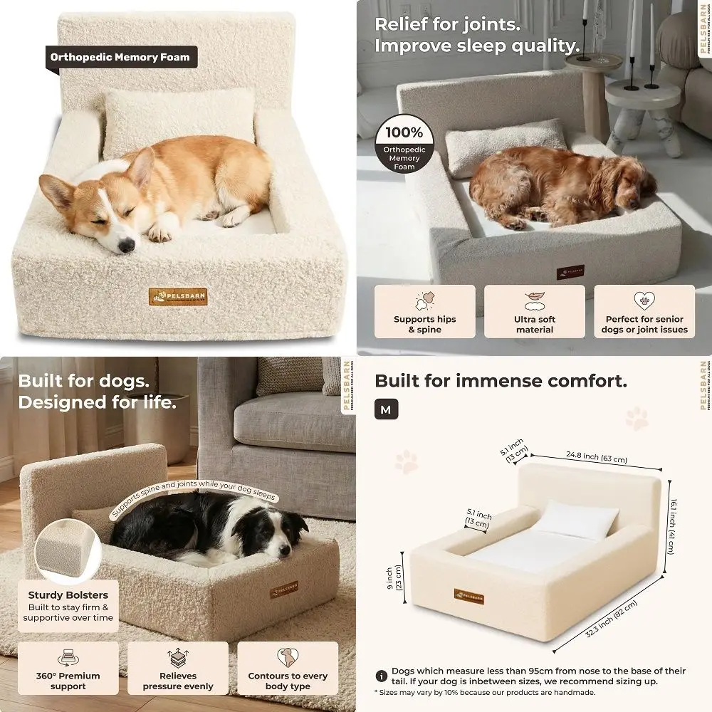 

Real Orthopedic Dog Bed, HighDensity Memory Foam with Waterproof Fitted Sheets Machine Washable, Medium, Beige