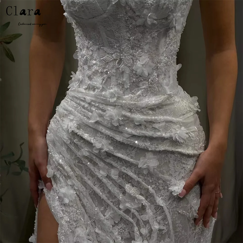 클라라 맞춤형 플로럴 레이스 피쉬테일 사이드 슬릿 이브닝 드레스 여성 우아한 드레스 여성용 롱 파티 드레스 럭셔리 2025 드레스