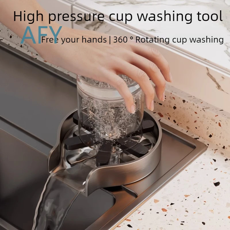 Kitchen Cup Washer for Automatic 360° Rotary Glass Rinser High Pressure Portable Cup Cleaner for Shops Restaurants Bars Home