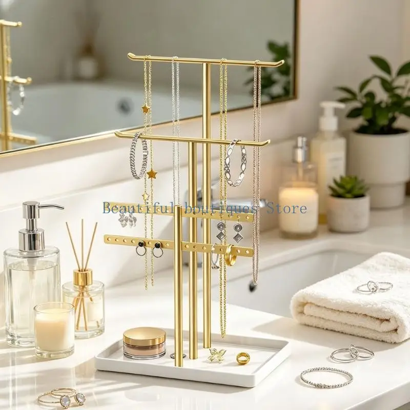 U4LF Dresser Top Jewelry Holder with Tray Base and 4-Level Display
