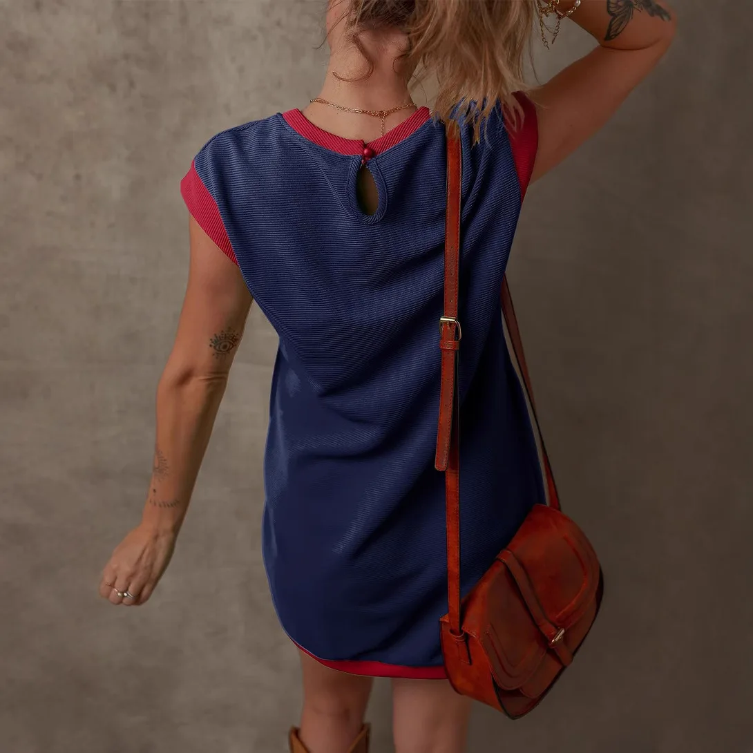 ฤดูร้อนผู้หญิงชุดกระเป๋าตรงเสื้อยืดชุดมินิสําหรับผู้หญิงElegantชุดผู้หญิงVestidos De Mujer