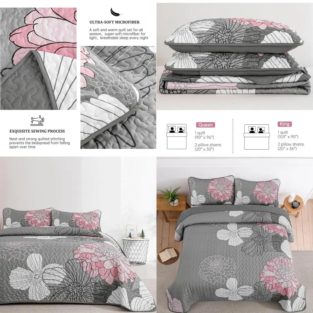 

3 предмета одеял с принтом loral размера «queen-size», розовый легкий комплект покрывала «queen-size» в стиле бохо с 2 наволочками или всесезонной спальни