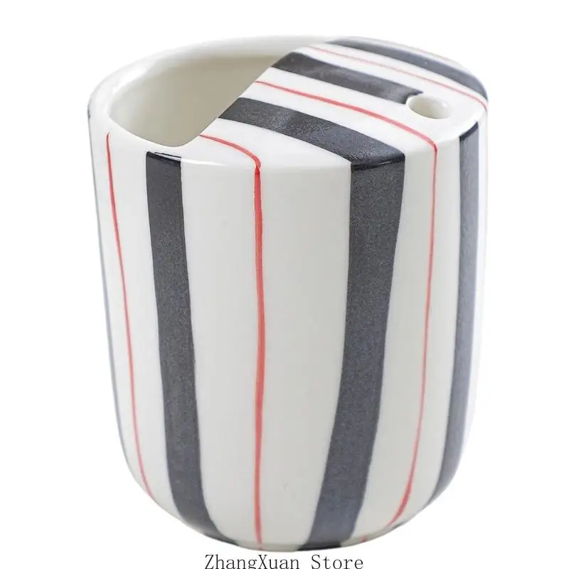 300ml Ceramic Mug Heat Resistant Handheld Cup With Sip Hole, Half Lid For Coffee Hot And Cold Drink Christmas Valentines Gift
