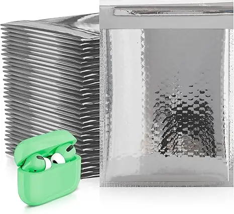 Buste a bolle d'aria argentate da 50 pezzi Buste metalliche Sacchetti per imballaggio per spedizione Forniture per piccole imprese in argento Mailer Mailing