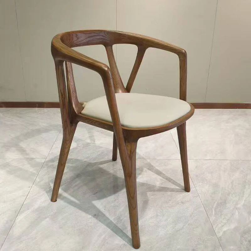 Luxurious Upscale Dining Chair Italian Designer Ash Wood Chairs  for Sale High-end Villa Nordic Minimalist Style Dining Chair