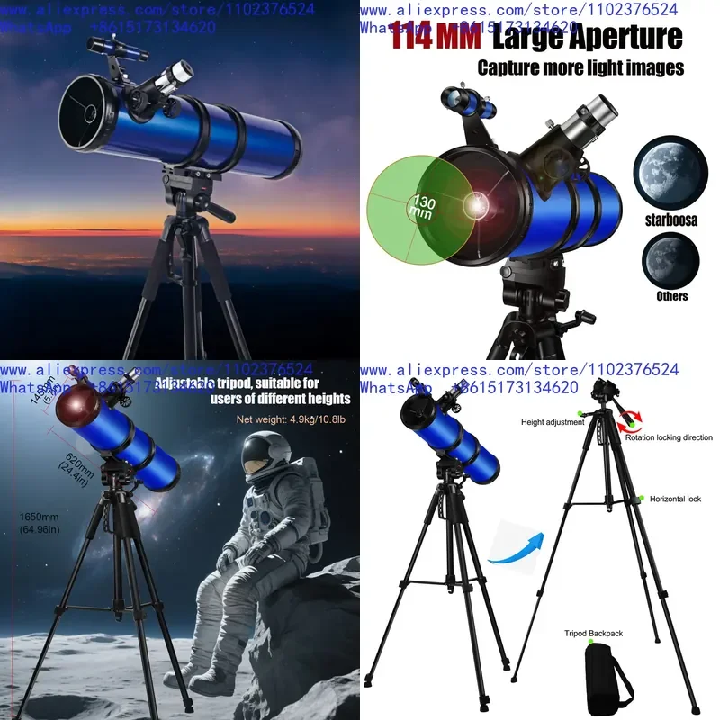 Wholesale Newtonian Reflection Telescope 114mm Large Aperture Astronomical Telescope with Mobile Phone Clip Accessories