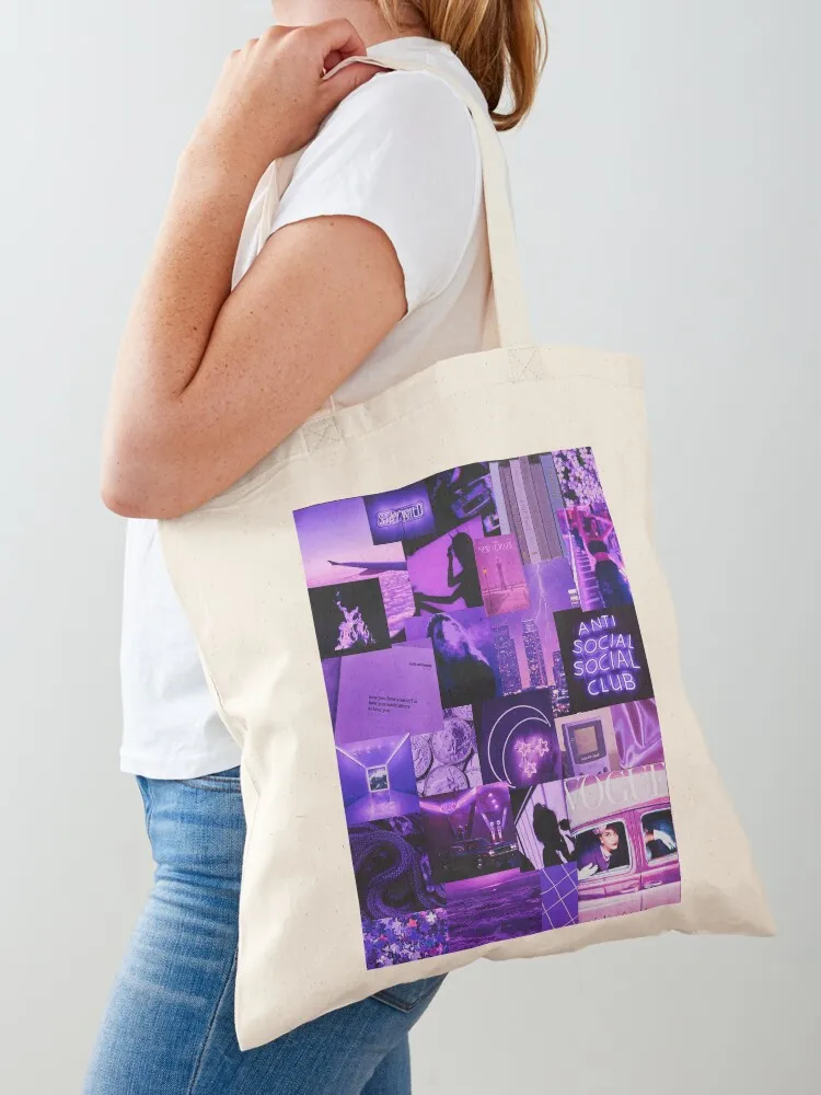 

Purple Aesthetic Collage Tote Bag Cloth bags shoping bag Custom bag hand bags