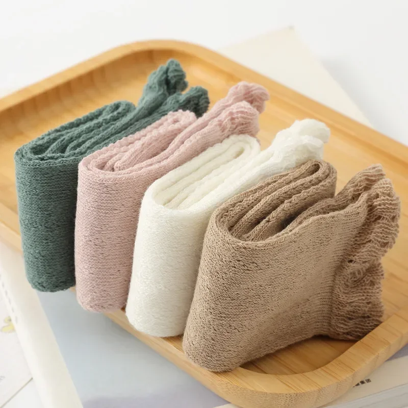 Chaussettes hautes en coton pour nouveau-né, chaussettes non aldes pour tout-petits, accessoires pour bébé, vêtements pour fille, mignon, long