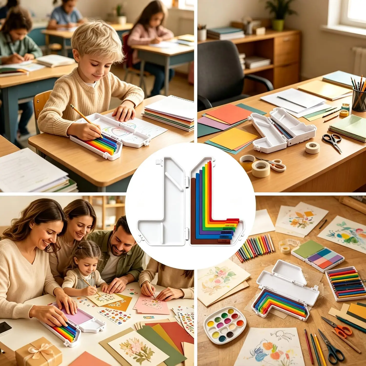 7-teiliges Set Papier-Bastel-Ausrichtungshilfen mit Etui, Präzisions-Lagenabstandshalter 1/16 bis 1/2 Zoll, geeignet für Kartenherstellung – Detail 7