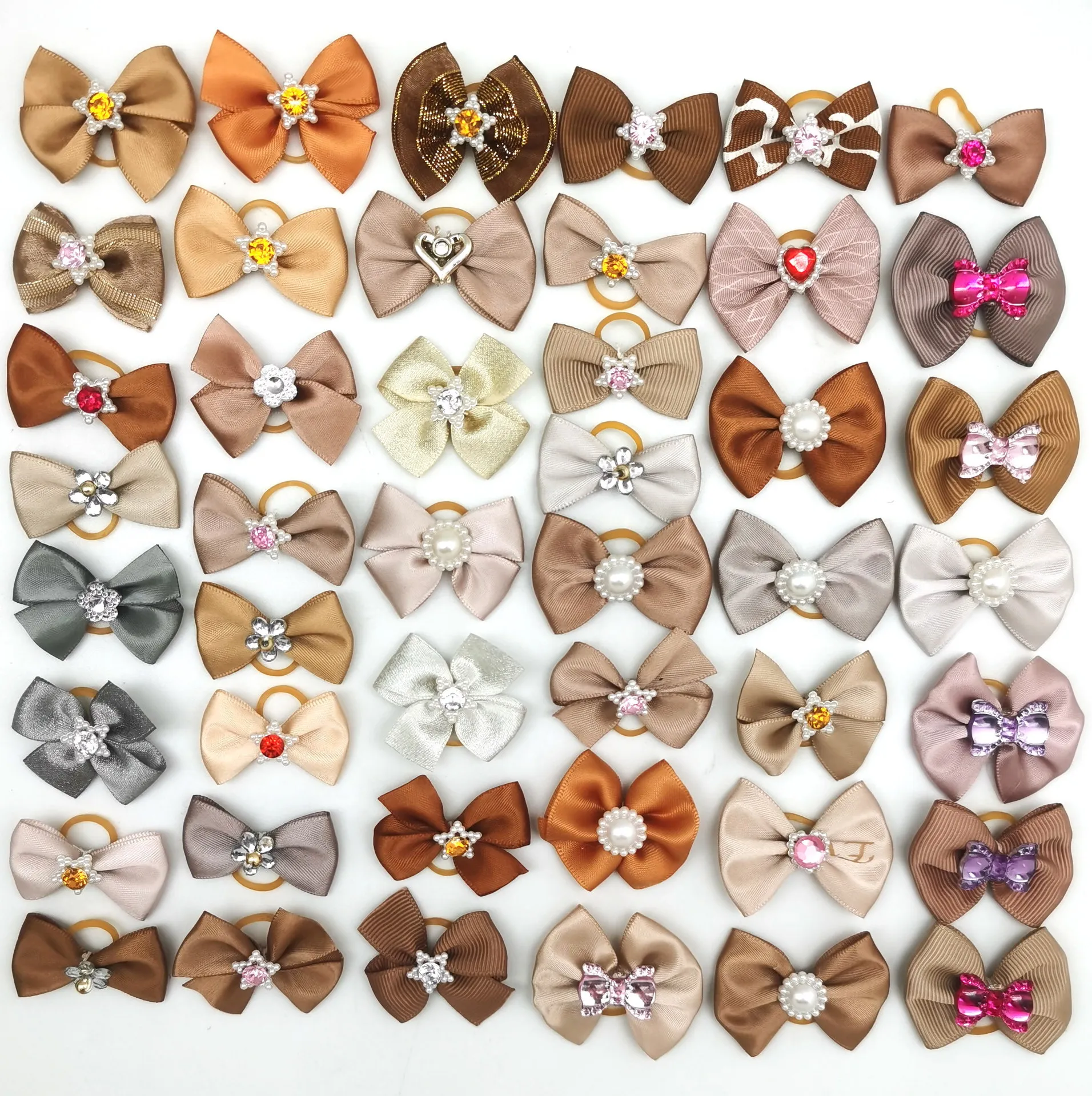 10/20pcs Pet Dog Hair Accessories Dog Bows with Pearl Diamond Dog Bowknot Pet Grooming Hair Bows for Small Dogs Accessoreis