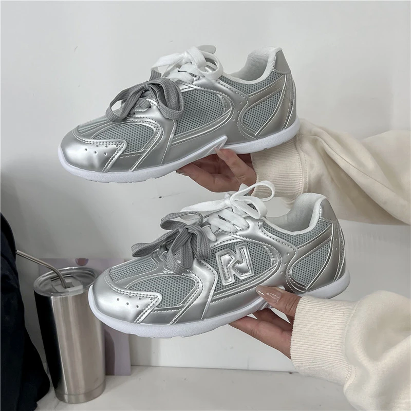 2024 Track Trainers Shoes Lace Up Cozy New Women Vulcanize Footwear Vintage Mixed Colors Ladies Casual Sneakers Spring Autumn