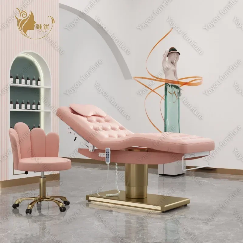 

New Electric Beauty Bed Beauty Golden Base Massage Couch Medical Beauty Facial Eyelash Tattoo