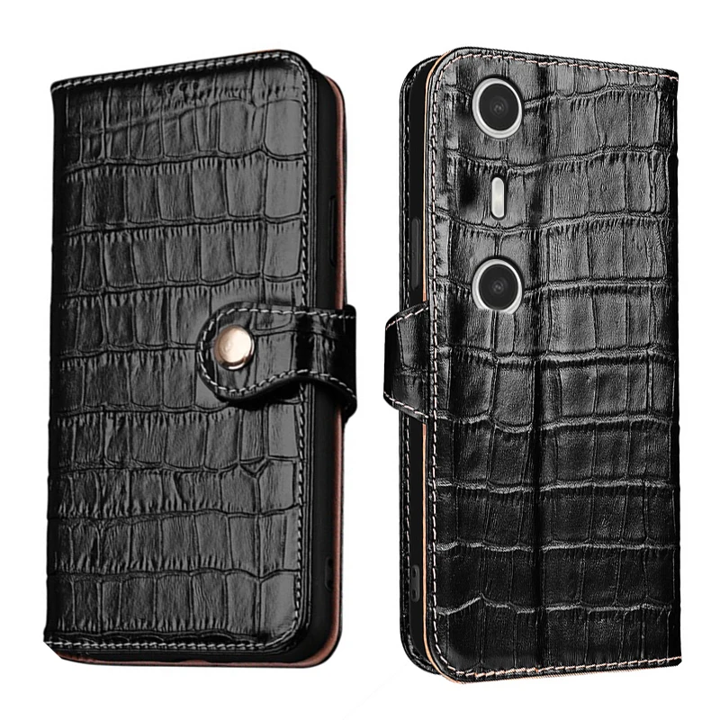 

Real Leather Crocodile Texture card Slot Wallet Cover For XReal Beam Pro 5G Filp Magnetic button Fall prevention phone Case