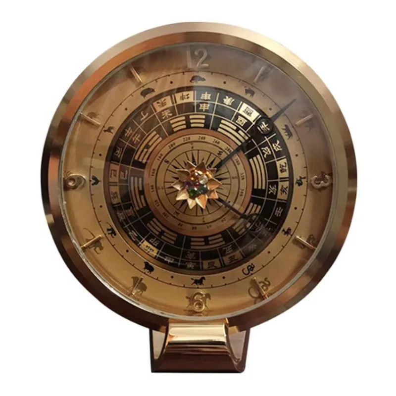 18K gold-plated copper table clock 12 zodiac dial Japanese SKP movement luxury European copper table clock home decoration
