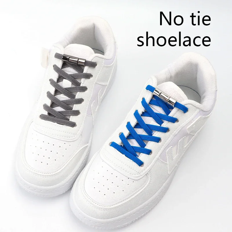 No Tie Shoe Laces Round Metal Lock Elastic Shoelaces for Sneakers Mesh Precision Knitting Shoelace Rubber Band Shoes Accesories