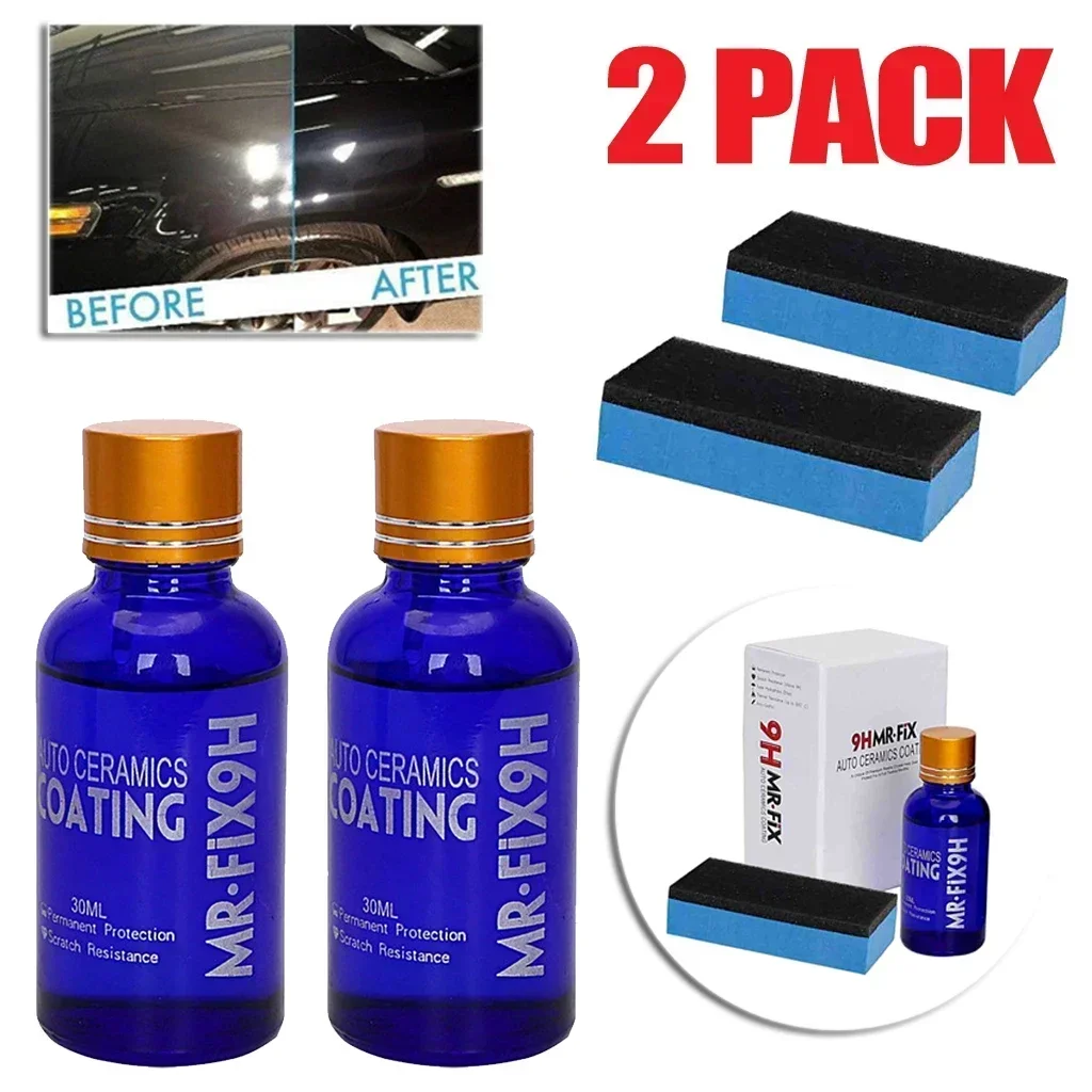 2PCS 9H Car Liquid Ceramic Coat Super Hydrophobic Glass Coating Set Polys Iloxane And Materials Ceramics For Cars