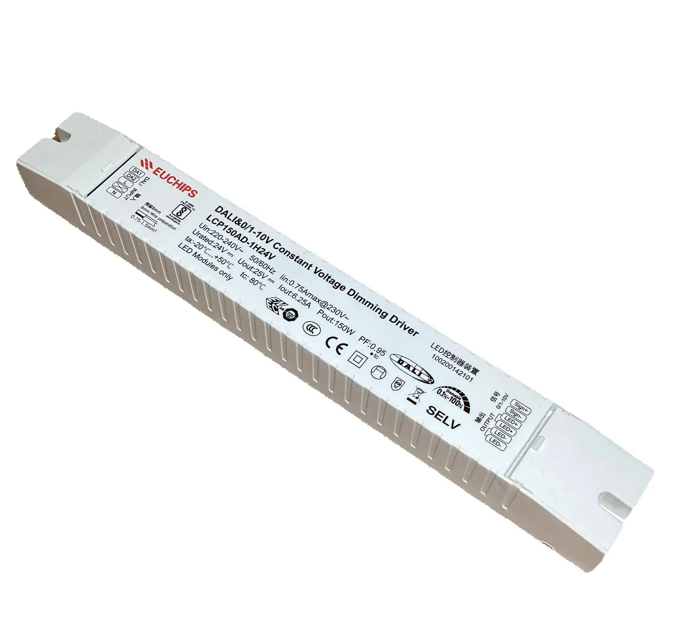 Steplessdimming 150W Constant Voltage Linear LED Driver DALI,0/1-10V active signal ,PWM, adjustable resistance,Touch DIM