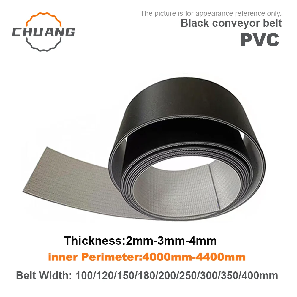 

PVC Black conveyor belt Perimeter: 4000-4400mm Width: 100mm -400mm Anti slip conveyor belt industrial conveyor belt