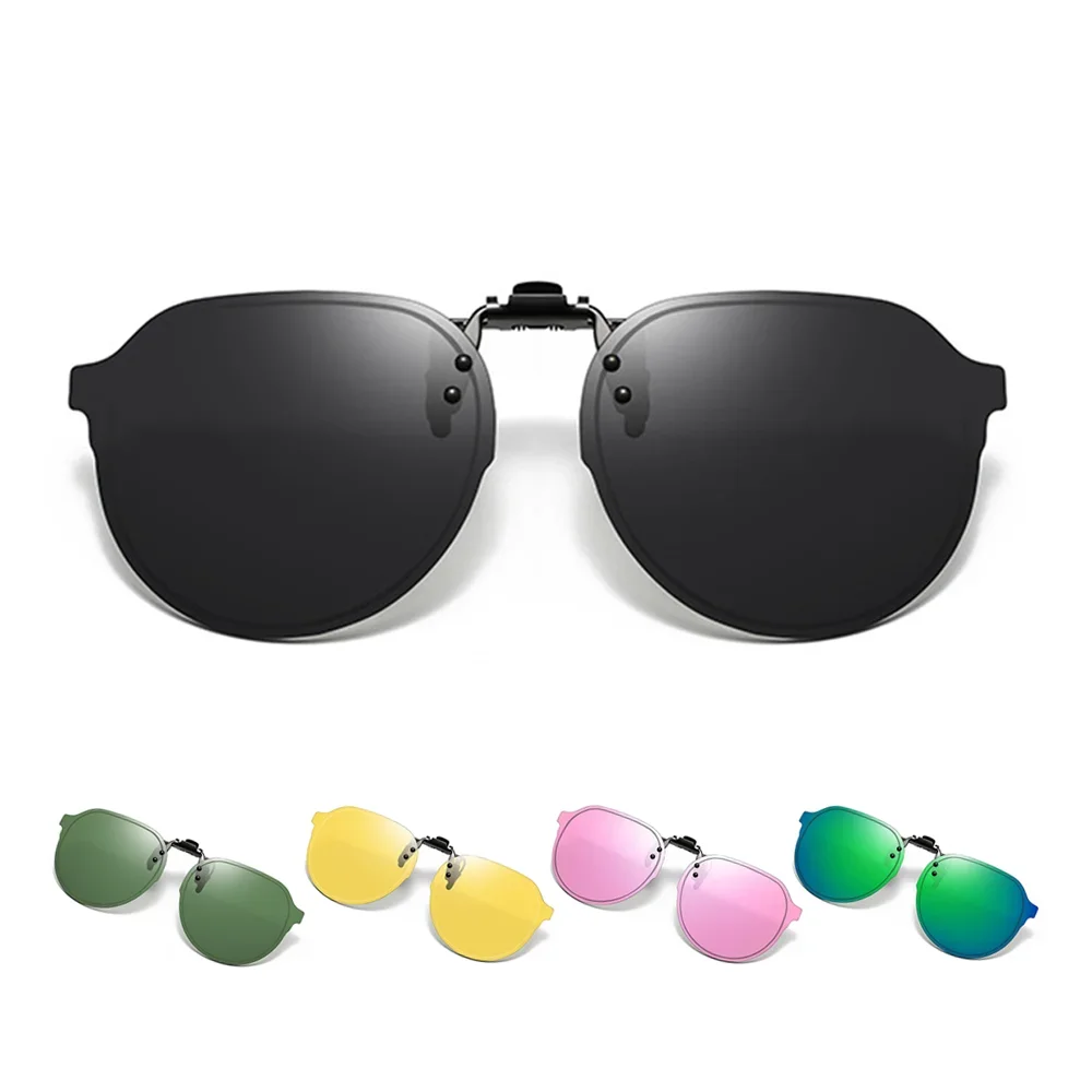 

Big Size Polarized Flip Up Clip On Sunglasses Pilot Style UV400 Anti Glare Light Night Vision Driving Goggles Fishing Accessory