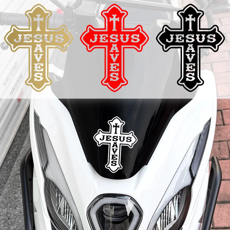Autocollant décoratif universel pour panneau de casque de moto et réservoir de carburant, motif Totem de la foi et de la Salut de Jésus, anti-rayures