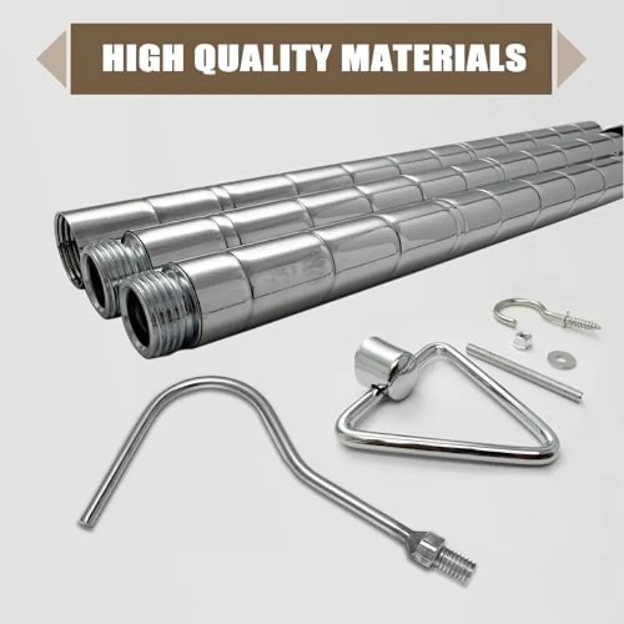 Complete Ladder Pull Down System Kit, Attic Pull System Hook Set Replacement for Cord Ropes with 48.4 Inch Extension Pole and C
