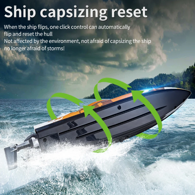 Hxjrc Hj822 2,4g barco Rc reinicio de tamaño grande lancha rápida con luz Led de alta velocidad impermeable eléctrica 25 km/H barco de Control remoto de alta velocidad