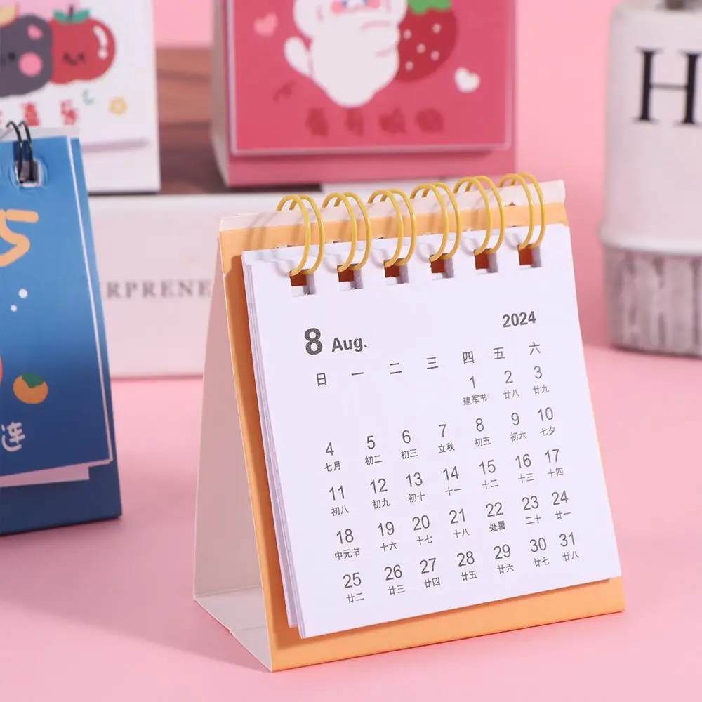 Creative 2025 Mini Calendar Cute Fruits Thick Paper Mini Desktop Calendar To Do List Pocket Calendar Standing Flip Calendar