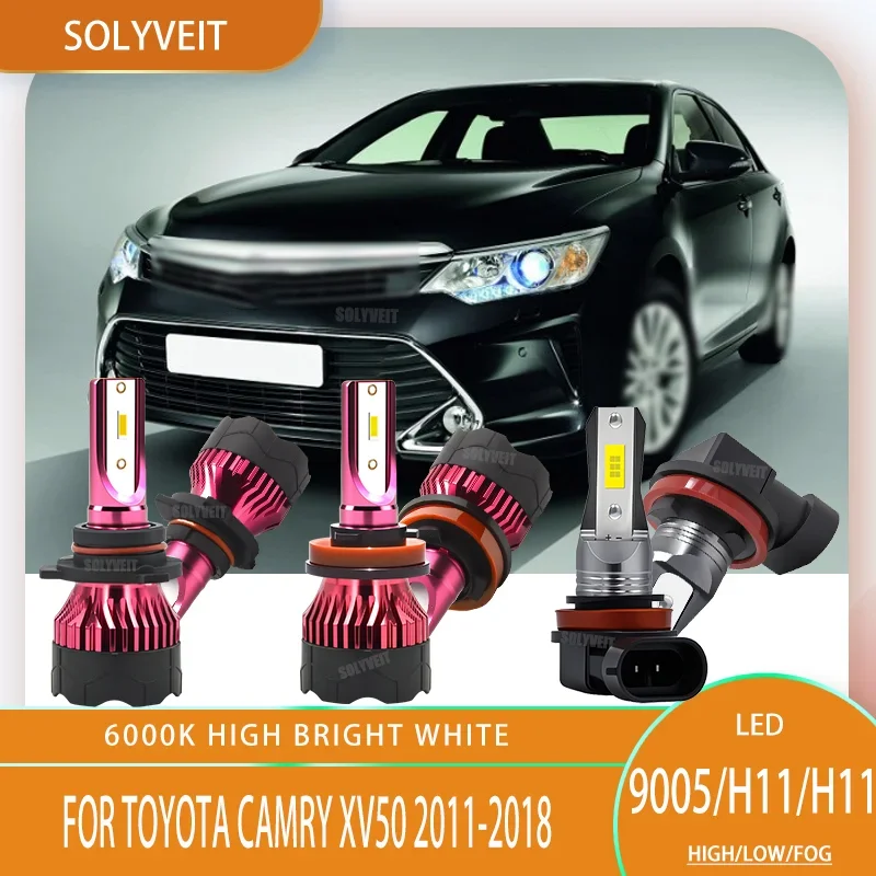 

9005/H11/H11 Hi/Lo/Fog High Lumen LED Bulbs Conversion Kit 12v For Toyota Camry XV50 2011 2012 2013 2014 2015 2016 2017 2018