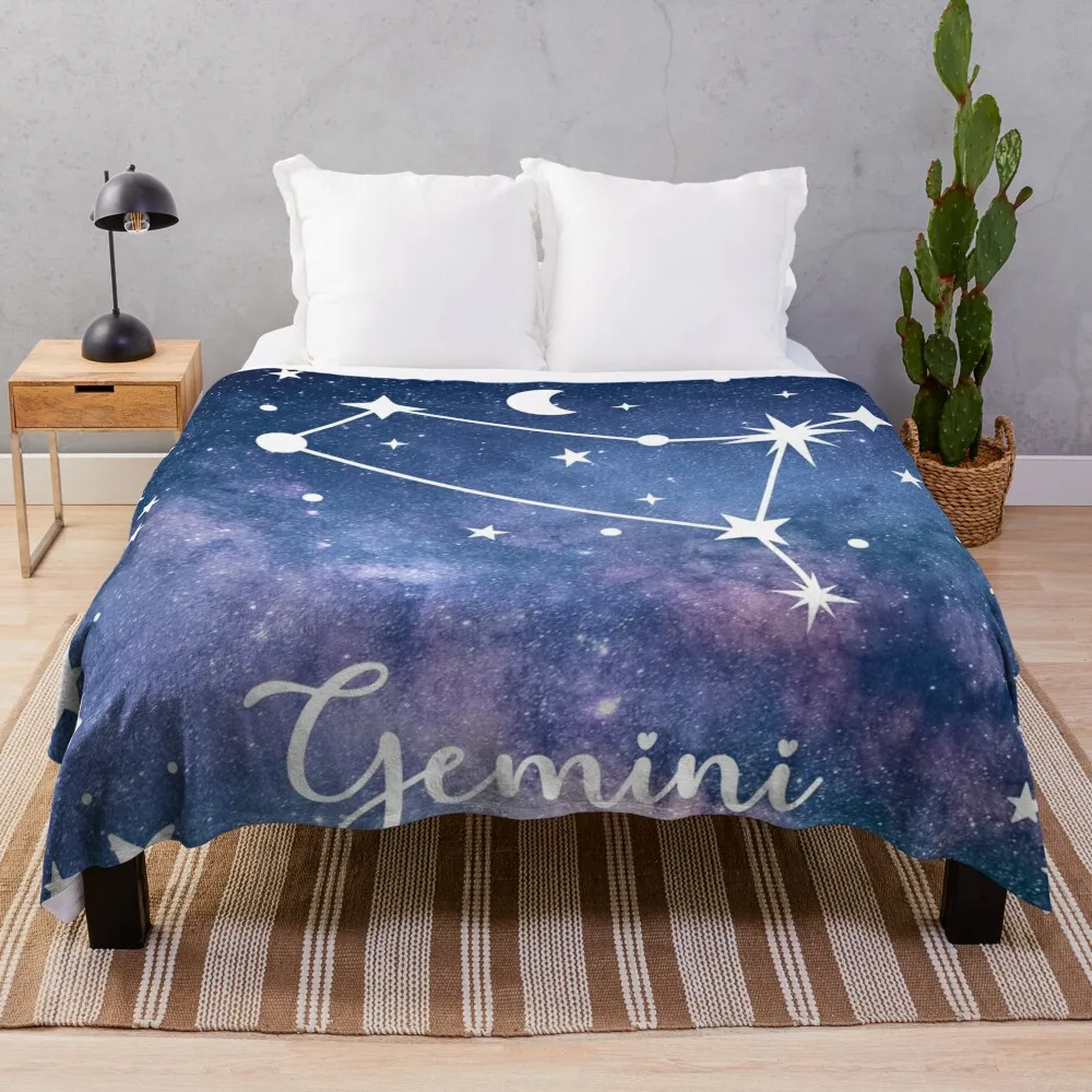 Gemini Zodiac Sign Galaxy Stars Throw Blanket For Baby Sofa Throw manga Blankets