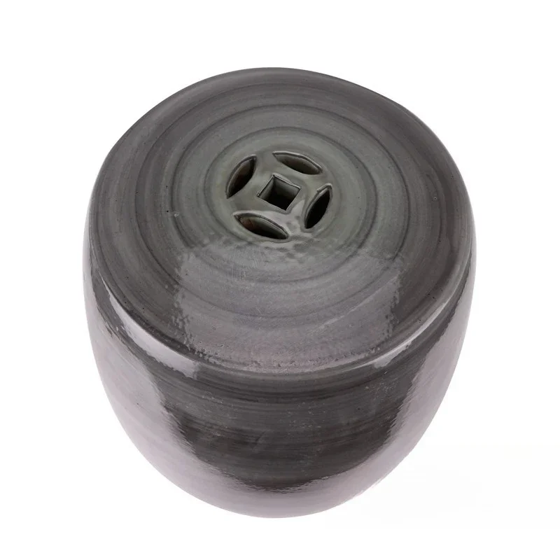 Ceramic color glaze kiln turns black coil pattern drum stool cool pier round stool porcelain pier garden stool home decoration