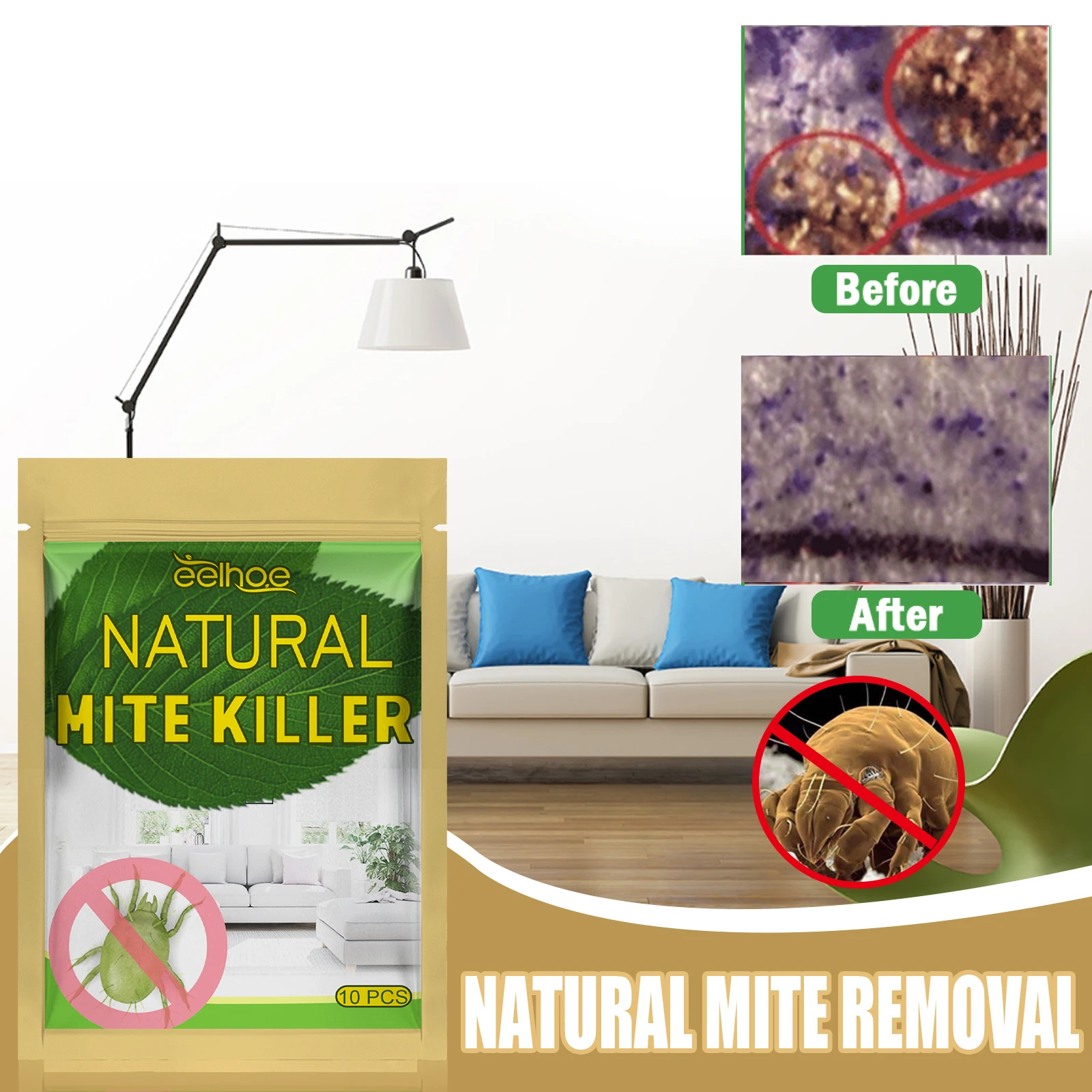 Natural Herbal Mite Removal Kit Anti‑Mite Pad Kill Mites Flea Bed Bugs Deodorant For Bedroom Bedding Pillow Clothes Mite Remover