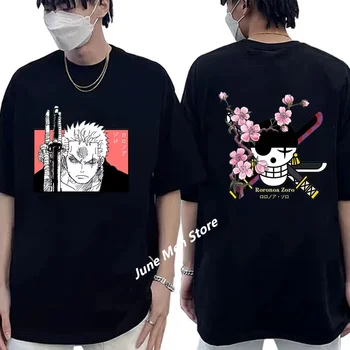 (Uniqlo) 인기 애니메이션 로로노아 조로 멋진 그래픽 프린트 티셔츠, 루즈한 로로로노아 조로 스트리트 티셔츠 상의, 남성 코튼 티셔츠, 여름