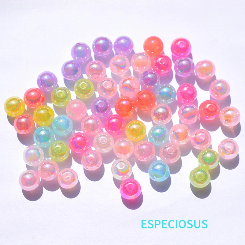 10MM Multi Color Plated Acrylic Jelly Beads Pearlescent color Spacer Necklace Making Departments DIY Jewelry Accessories 50pcs