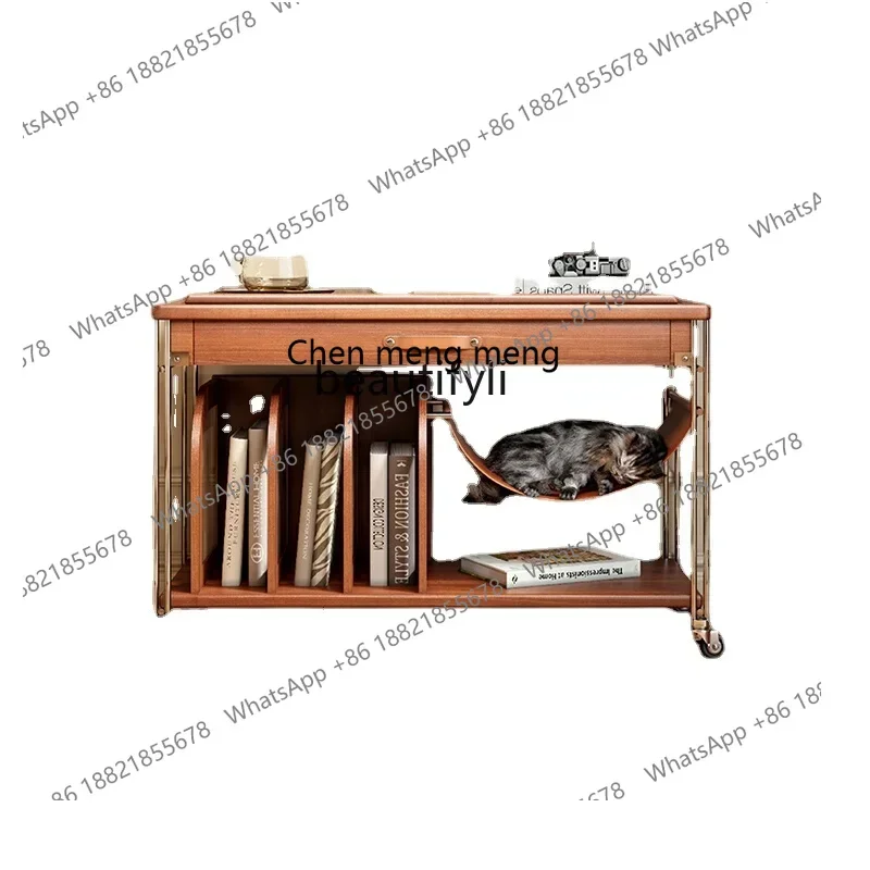 

new style Solid Wood Mobile Side Table Tea Table Retro Style Home Bedroom Bedside Table Dustproof Side Cabinet ss 7304