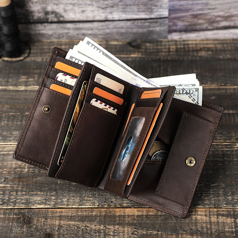 Customized Constellation Genuine Leather Men Wallet Luxury Brand Male Short Wallet RFID Casual Purse Card Holder Coin Bag Clutch