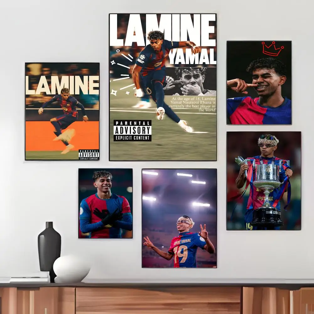 Spain Football Star L-Lamine Yamal Poster Pegatina artistica HD autoadhesiva impermeable para salon dormitorio