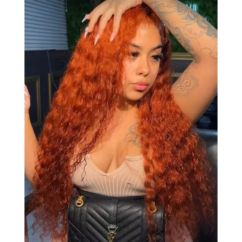 

13x4 Deep Wave Human Hair Colored Wig Orange Ginger Loose Wave 13x6 Lace Frontal Human Hair Curly Wigs for Women Choice Cosplay