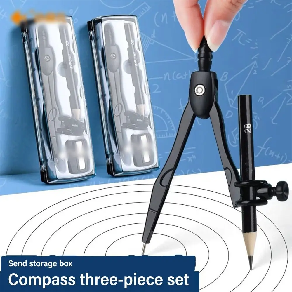 Metal Desenho Bússolas Conjunto com Lápis Sharpener, Matemática Geometria Elaboração Ferramenta, Clip, Pen Tipo, Draw Circle Tool