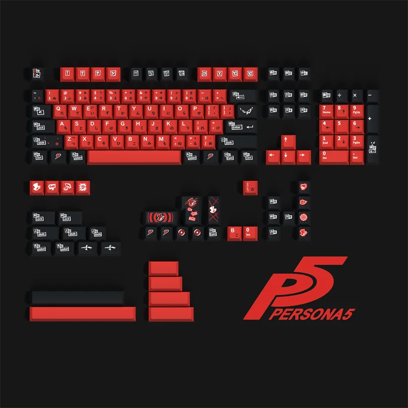 P5 persona 5 thema keycaps original fabrik höhe fünfseitige thermische sublimation mechanische tastatur mit anime tasten