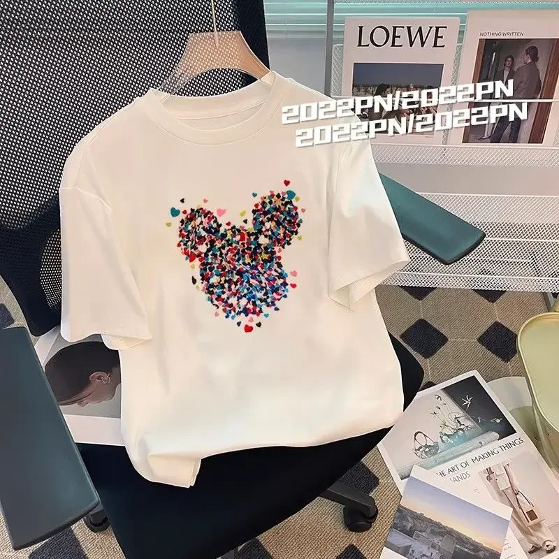 

Women Summer Fashion Loose Pure Cotton Casual Short Sleeve T-shirt Y2k Chic Printed O-neck Comfortable Soft Top