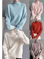 Polo Collar Knitted Sweater 2025 New Autumn Winter Women Elegant Solid Color Sweater Female Soft Pullover Casual Bottom Shirt 6