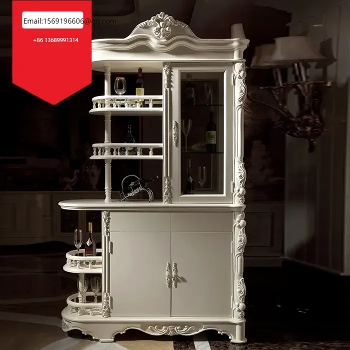 

Customized European-style all-solid wood white hall cabinet American-style partition wine cabinet display cabinet