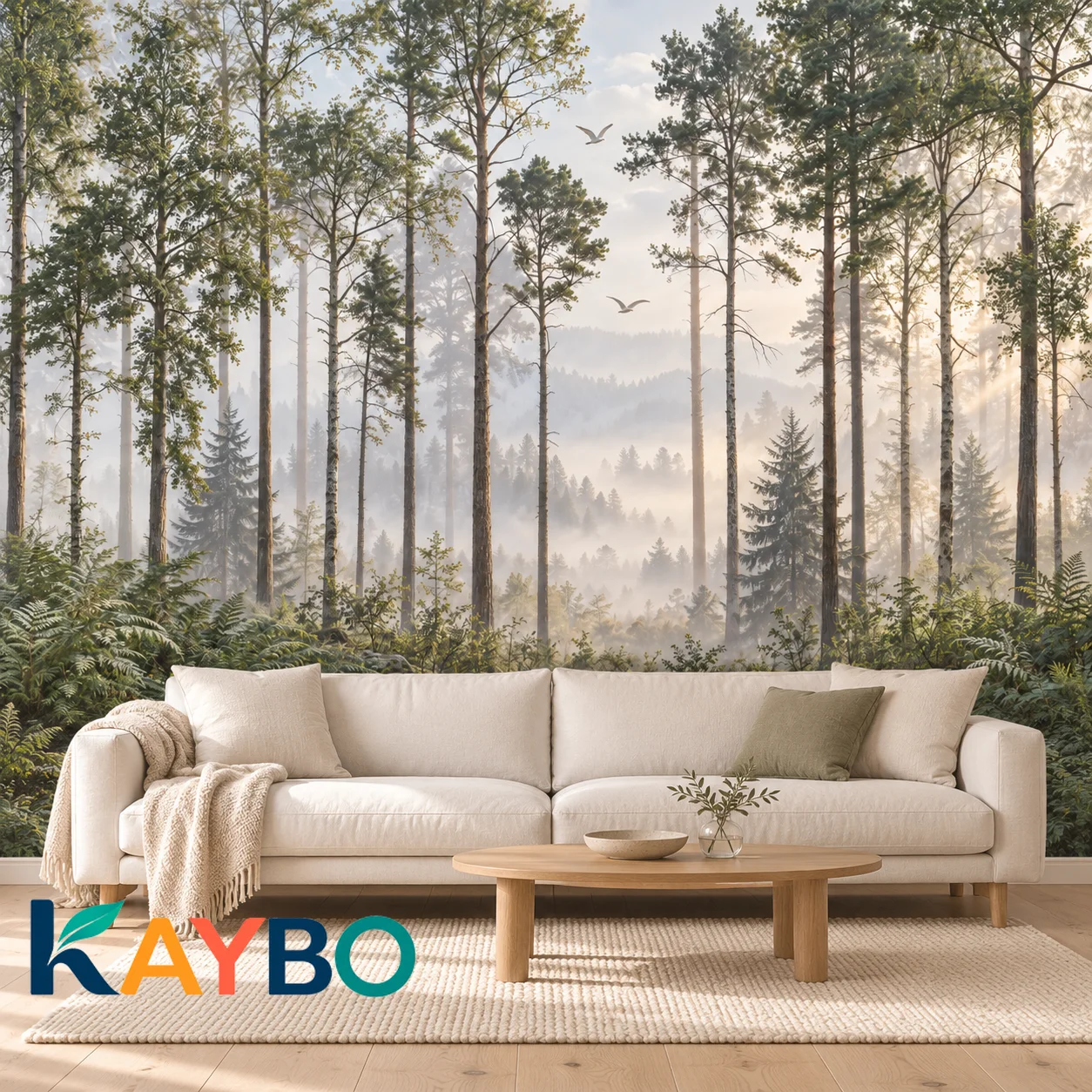 Forest Wallpaper Mural Misty Pine Trees Woodland Landscape Non Self Adhesive Wall Decor for Living Room Bedroom Scandinavian Art