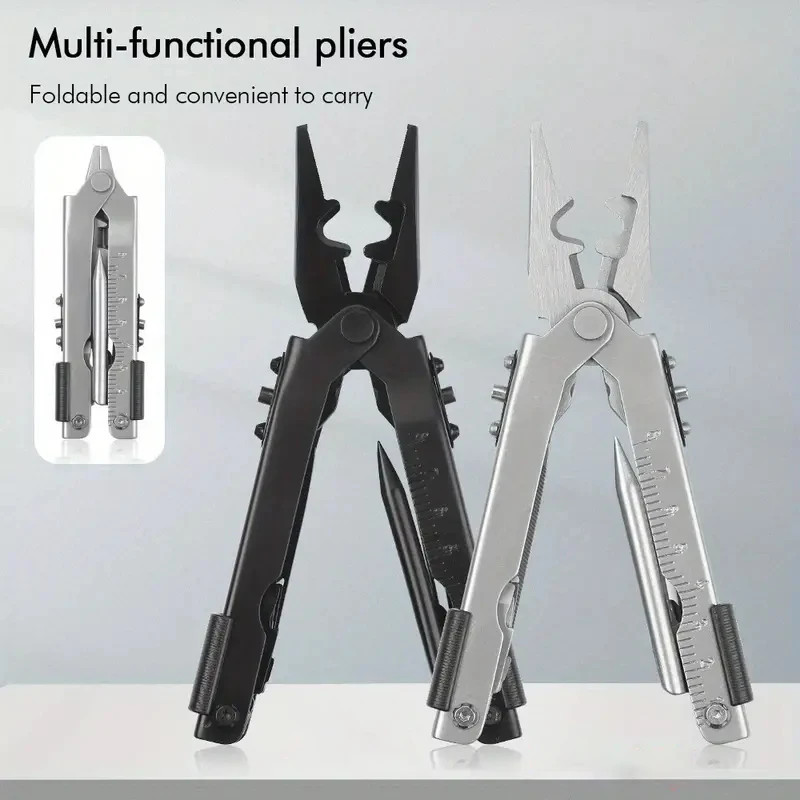 Portable Multitool Pliers Knife Bottle Opener Wire Diagonal Pliers Portable Hand Tools with Pocket for Outdoor Survival Camping