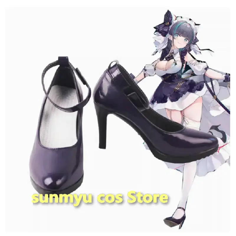 

Azur Lane HMS Cheshire Туфли для косплея Фиолетовый Высокий каблук Средний каблук