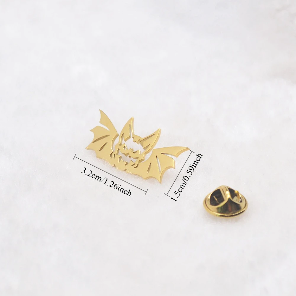 Hollow Demon Bat Brooch Stainless Steel Texture Men's Formal Sleeve Studs Business Suit Shirt Pins Decoration Accessories