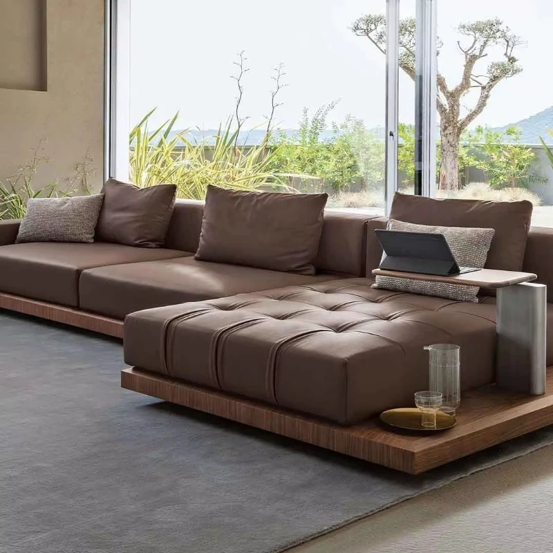 Modern minimalist sofa modular leather sofa set living room