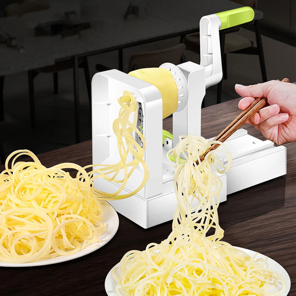 Foldable Vegetable Spiralizer with Extra Blade Box Vegetable Slicer Rotary Veggie Shredder for Cucumber Potato Zucchini