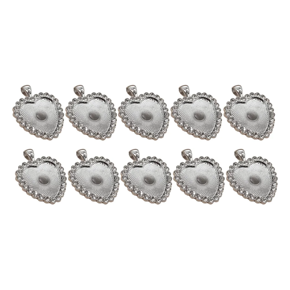 

10 Pcs Heart Shaped Diamond Bezel Pendant Base Lightweight Alloy DIY Jewelry Necklace Tray Blank Trays Pendant Blanks