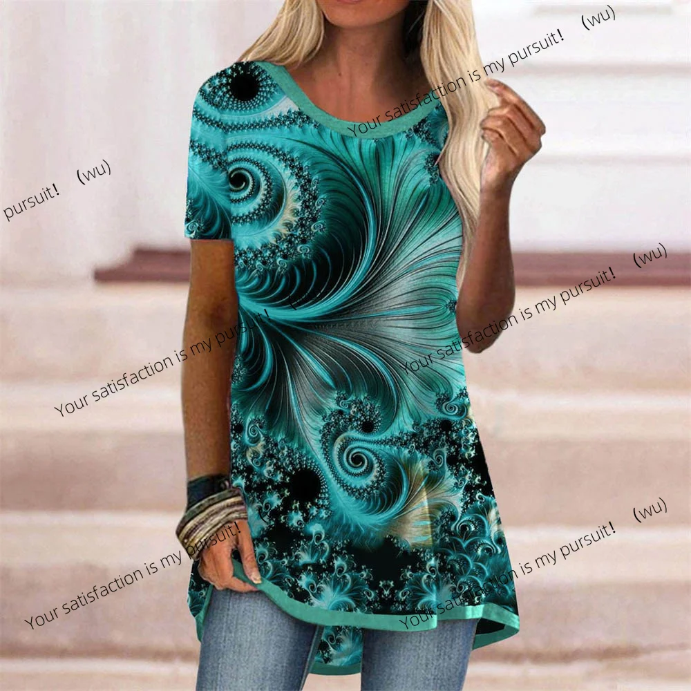 ZOCI-Camiseta con estampado 3D de cambio gradual de color abstracto para mujer, camiseta de mujer estilo Y2K, ropa de talla grande